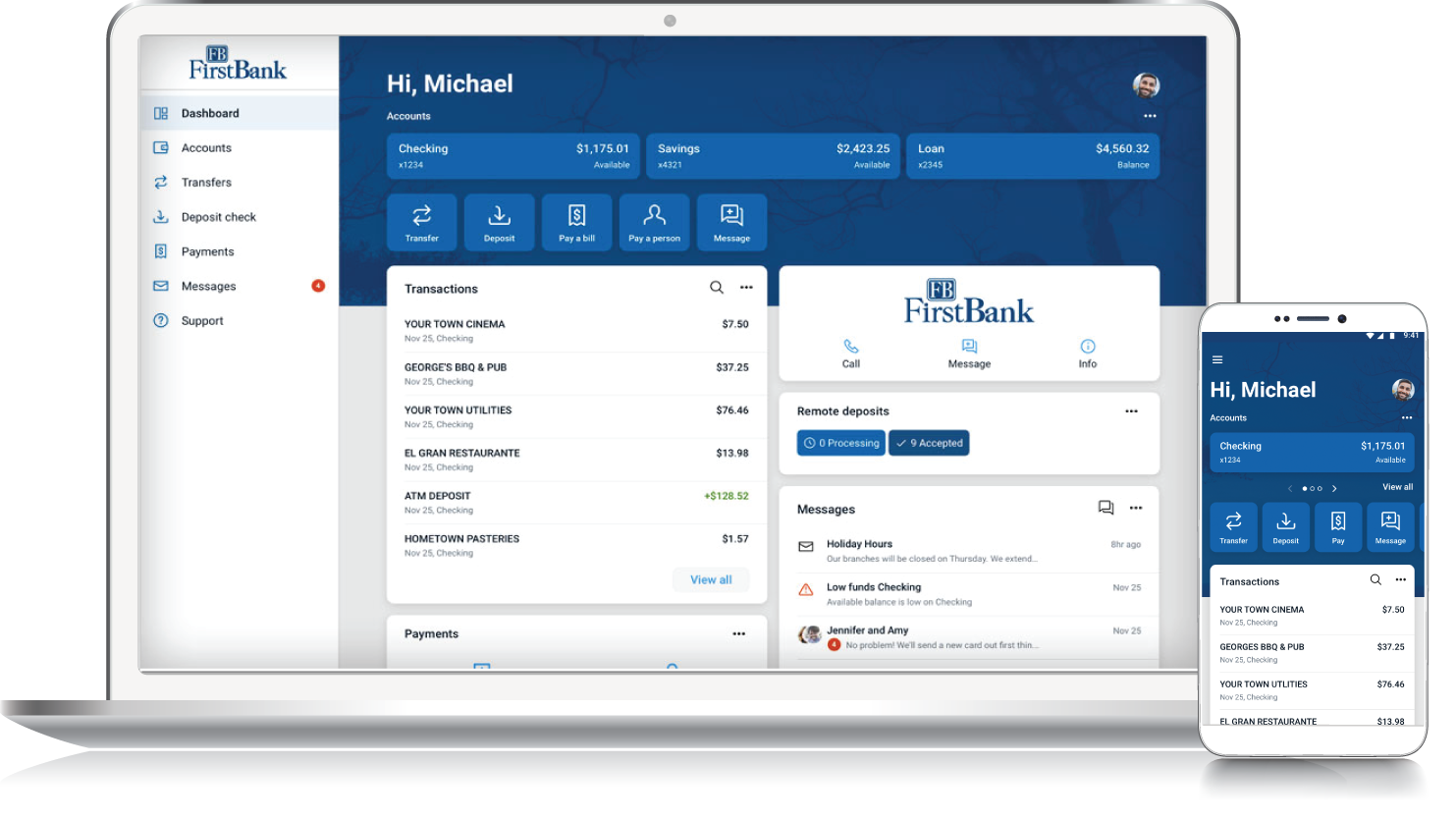 FirstBank's Online Banking And Mobile App View - FirstBank